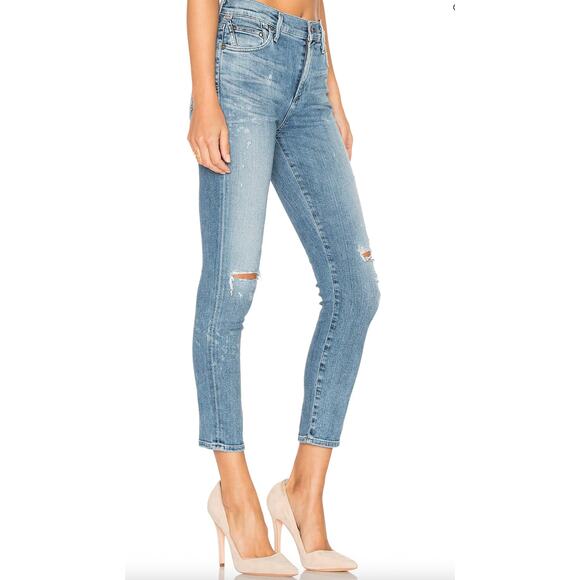 Citizens of Humanity Rocket High Rise Crop Skinny jeans in Distressed Fizzle 24 - Picture 2 of 16
